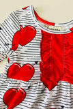 XCH0017-15H Red hearts & stripe printed long sleeve girls dress