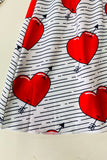 XCH0017-15H Red hearts & stripe printed long sleeve girls dress