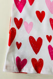 DLH2580 Red Pink hearts print long sleeve girls dress