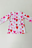 DLH2580 Red Pink hearts print long sleeve girls dress