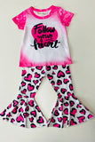 XCH0015-26H "Follow Your Heart" Print Tie dye 2pcs girls set