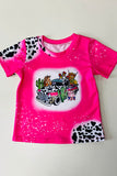 DLH2723 4th July Animal & cars printed short sleeve girls top