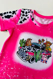 DLH2723 4th July Animal & cars printed short sleeve girls top