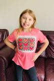 XCH0011-9H Kids hearts & leopard printed short sleeve girls t-shirt