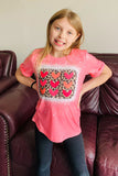 XCH0011-9H Kids hearts & leopard printed short sleeve girls t-shirt