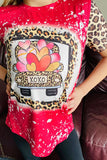 DLH2738 XOXO leopard & hearts printed short sleeve girls top