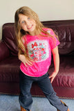 DLH2587 Mom and me Heart & bow print valentine short sleeve girls t-shirt