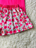 XCH04017 Bunny printed top & floral shorts 2pcs girls sets