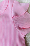 XCH04021 Pink pit cotton top & pink bunny skirts 2pcs easter girls sets