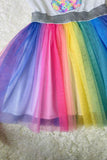 DLH2854 Sequin bunny embroidery multi color tulle easter girls dress