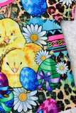 XCH0660-5H Leopard easter eggs & chicken printed girls t-shirt