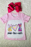 PEACE,LOVE,EASTER Pink short sleeve girls t-shirt DLH1215-21