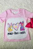 PEACE,LOVE,EASTER Pink short sleeve girls t-shirt DLH1215-21