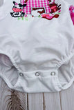 Baby clothes wholesale Farm & cow infant baby romper w/gauze ruffles DLH2855