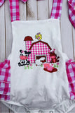 Baby clothes wholesale Farm & cow infant baby romper w/gauze ruffles DLH2855