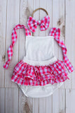 Baby clothes wholesale Farm & cow infant baby romper w/gauze ruffles DLH2855