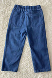 DLH2663 Washed blue denim fabric girls jeans with holes