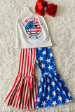 DLH2342 MERICA VIBES USA printed 2pc girl outfit