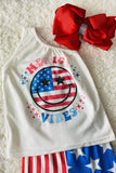 DLH2342 MERICA VIBES USA printed 2pc girl outfit