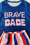 XCH0666-7H BRAVE BABE Blue star printed girl 2pcs set