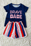 XCH0666-7H BRAVE BABE Blue star printed girl 2pcs set