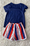 XCH0666-7H BRAVE BABE Blue star printed girl 2pcs set