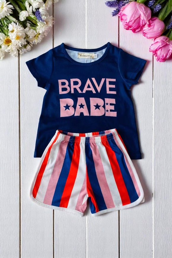 Girls clothes wholesale BRAVE BABE Blue star printed girl 2pcs set XCH0666-7H