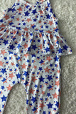 DLH1212-23 4th July America flag stars printetd infant baby jumpsuit