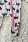 XCH05016 Spring butterfly printed long sleeve zipper infant baby romper