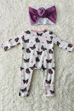 XCH05016 Spring butterfly printed long sleeve zipper infant baby romper