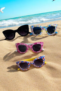Wholesale kids sunglasses floral square unisex children's boutique sunglasses 4PC/$10