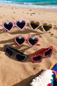Girls sunglasses wholesale heart shape with pearls funny sunglasses 4PC/$14