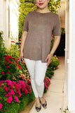 Women's t-shirt wholesale solid color light tan short sleeve tops GJQ15568