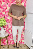Women's t-shirt wholesale solid color light tan short sleeve tops GJQ15568