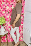 Women's t-shirt wholesale solid color light tan short sleeve tops GJQ15568