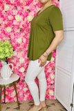 Women's t-shrit wholesale Green V-neckline short sleeves top GJQ15508