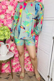 Women's sets wholesale birds printed grey top & shorts 2pc sets YMY14745 IS15