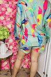 Women's sets wholesale birds printed grey top & shorts 2pc sets YMY14745 IS15