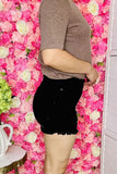 Women's denim shorts wholesale black denim fabric w/pockets ripped short J153