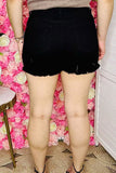 Women's denim shorts wholesale black denim fabric w/pockets ripped short J153