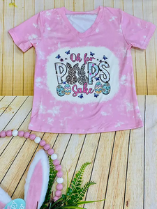 Girls t-shirt wholesale Easter Bunny printed pink girls top DLH2759