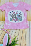 Girls t-shirt wholesale Easter Bunny printed pink girls top DLH2759