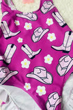 Kids swimsuit suppliers Purple western printed bathing suit w/fringe tassels DLH2454