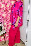 Women's sets wholesale Fuchsia prints top & pant 2pc clothing sets GJQ16034