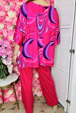 Women's sets wholesale Fuchsia prints top & pant 2pc clothing sets GJQ16034