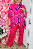 Women's sets wholesale Fuchsia prints top & pant 2pc clothing sets GJQ16034