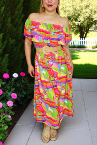 Women's dress suppliers Multi color off shoulder lady's maxi dress GJQ16037