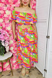 Women's dress suppliers Multi color off shoulder lady's maxi dress GJQ16037