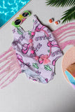 Kids swimsuit wholesale COWGIRL printed swimming suit w/fringe tassels DLH2455