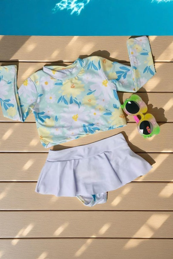 Girls bikini sets wholesale Floral print girl swimming suite 2pcs set DLH2332